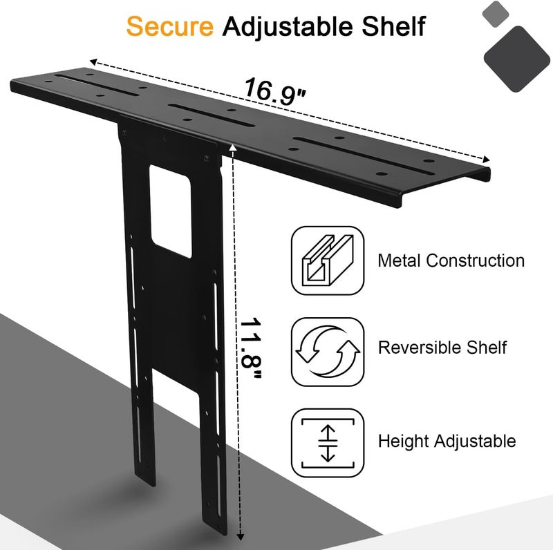 IFCASE Above/Behind Desk Monitor Shelf Mount Holds SLR Camera, Light Webcam, Microphone Fits VESA 75mm 100mm Compatible with Monitor Arm (Black, Shelf) - Image 3
